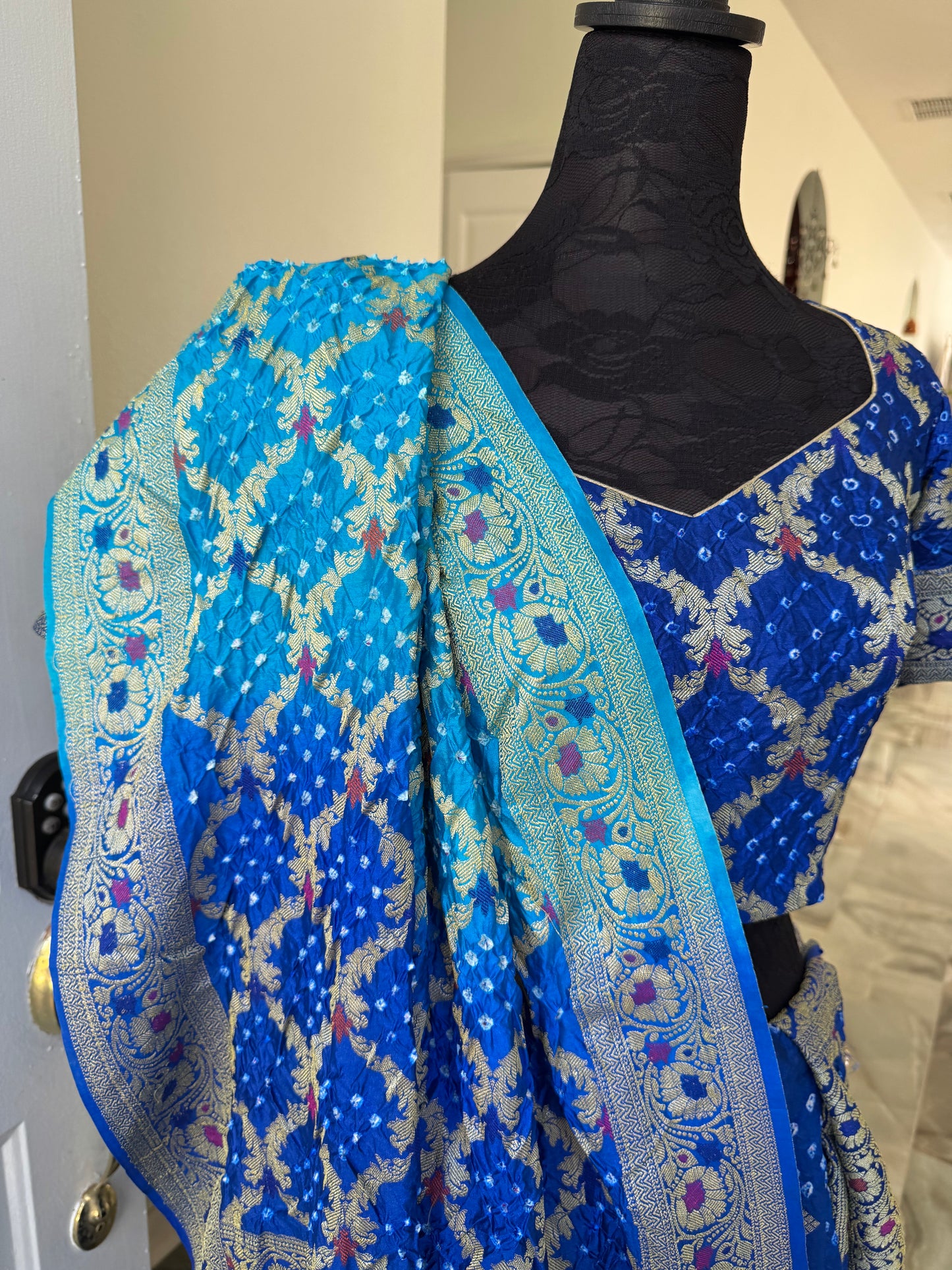 Royal Blue Bandhani Dupian Silk Lehenga with duppatta Choli