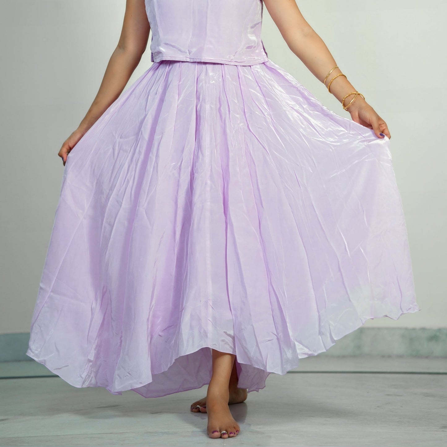 "Maguva" Boat Neck Plain Natural Crepe Crop Skirt Skirt Lavie by LDM