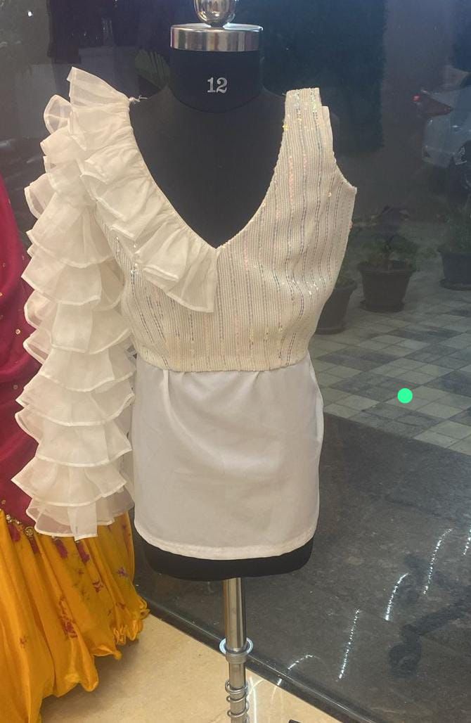 Asymmetric Ruffle Top Crop Top Lavie by LDM