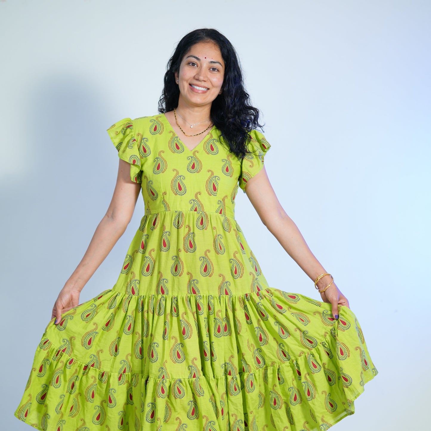 "Magua" Thothapari Parrot Green Dress Lavie by LDM 