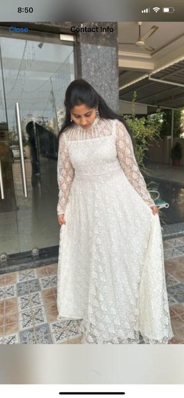 “Kaveri” - Georgette Chikankari Lace Dress Dress Lavie by LDM 