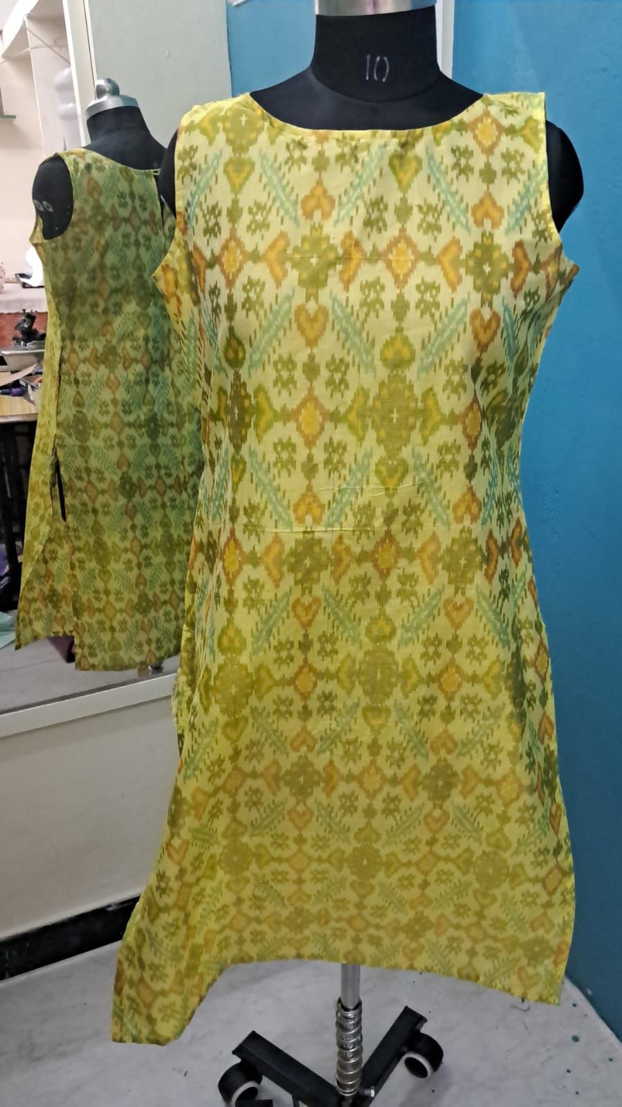 “Handloom" Pan Patola Lemon Ikat Dress