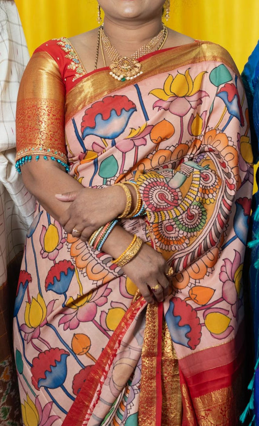 Kanjivaram Silk With Srikalahasthi Kalamkari Art Dress Lavie by LDM 