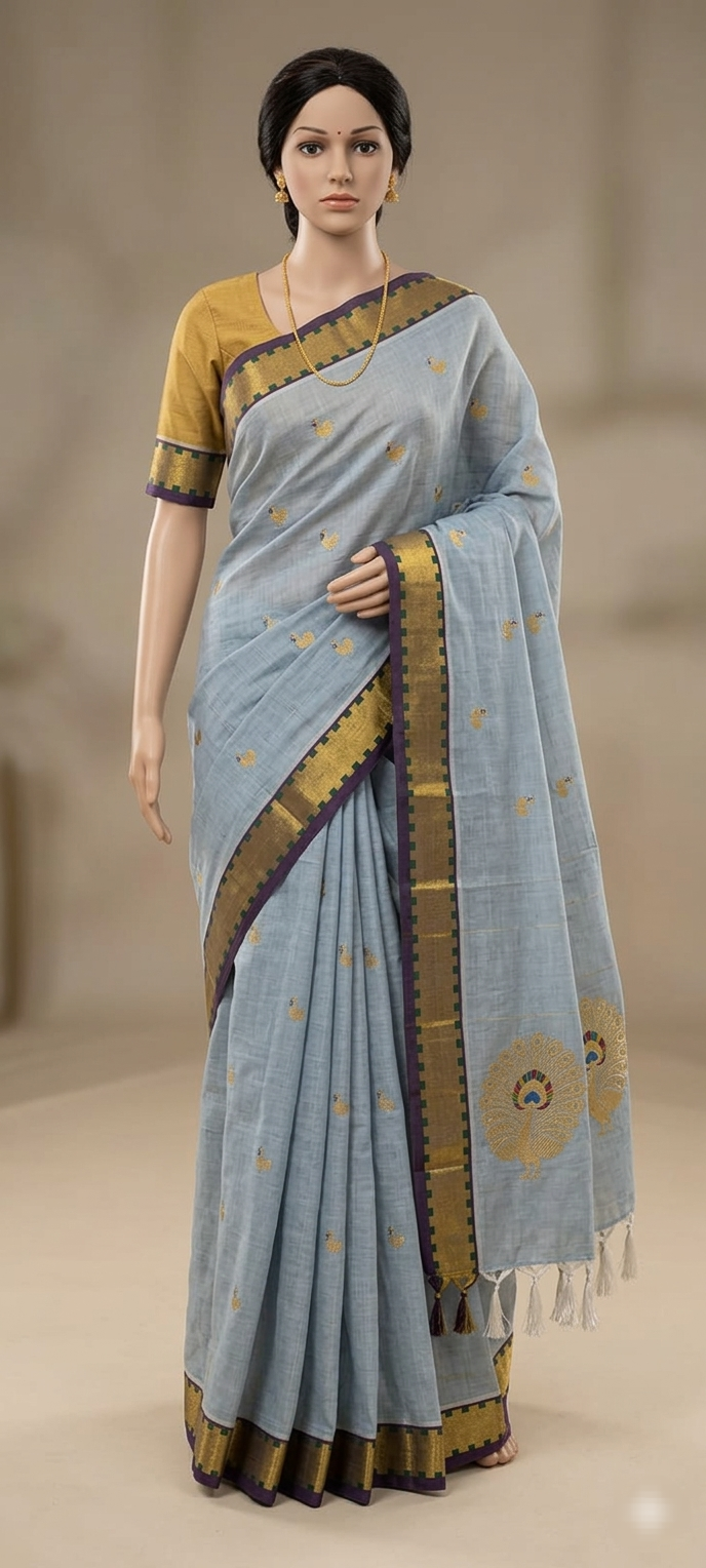 “Subbamma” Muthu ( Film Reel) Kaddi Border sari with blouse stitched                           Authentics Of Venkatagiri
Handloom sari