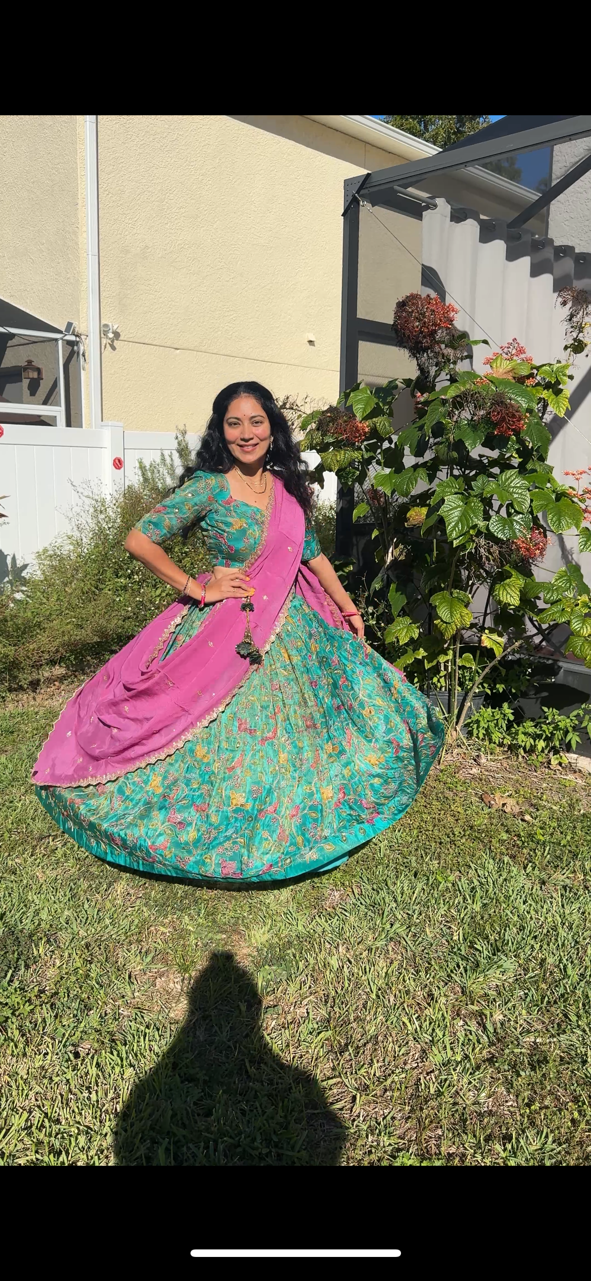 Tissue Lehenga
Bird embroidery