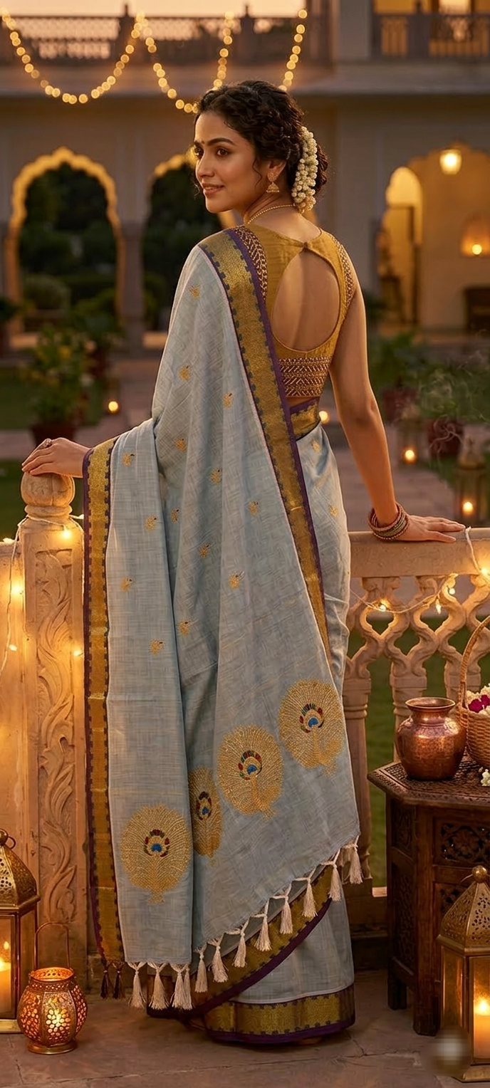 “Subbamma” Muthu ( Film Reel) Kaddi Border sari with blouse stitched                           Authentics Of Venkatagiri
Handloom sari